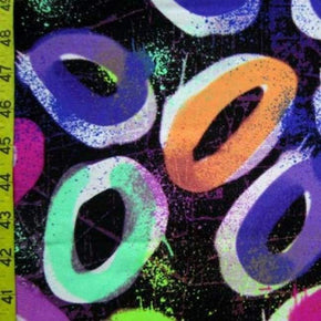 Multi-Colored Abstract Donuts Print on Polyester Spandex