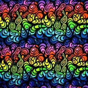Multi-Colored Psychedelic 3D Shapes Print on Polyester Spandex