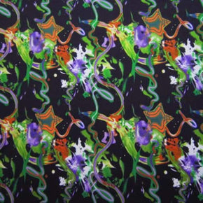 Multi-Colored Space Party Print on Polyester Spandex