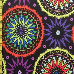 Multi-Colored Psychedelic Gears Print on Polyester Spandex
