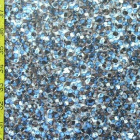  Blue/Grey/White Pebbles Print on Polyester Spandex