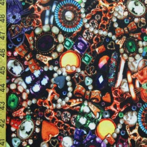 Multi-Colored Jewelry Print on Polyester Spandex