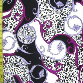  Purple/Violet/Black Floral & Animal Print on Polyester Spandex
