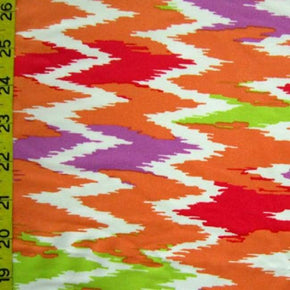 Multi-Colored Vertical Waves Print on Nylon Spandex