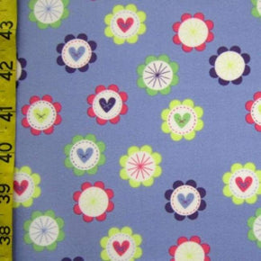 Multi-Colored Hearts in Circles Print on Nylon Spandex
