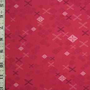  Red Exes & Squares Print on Polyester Spandex