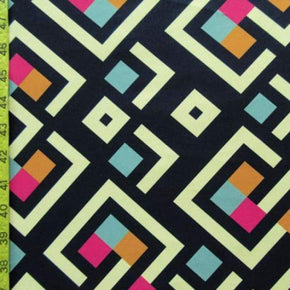 Multi-Colored Ancient Pattern Print on Polyester Spandex