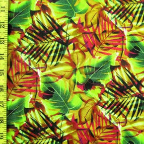 Multi-Colored Leaves of all Kinds Print on Nylon Spandex