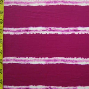  Maroon/Pink/White Big & Small Stripes Print on Nylon Spandex