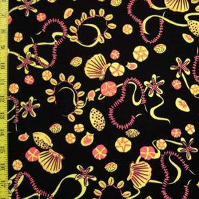  Black Sea Creatures Print on Nylon Spandex