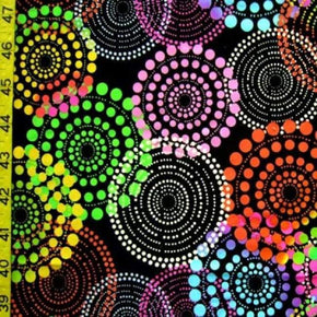 Multi-Colored Geometric Fireworks Print on Nylon Spandex