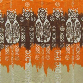  Brown/Orange Ancient Pattern on Parchment Print on Nylon Spandex