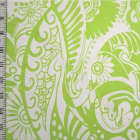  Green/White Surf Print on Polyester Spandex