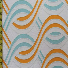 Orange/Light Blue Synergy Print on Polyester Spandex
