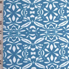  Blue/White Surf Pattern Print on Polyester Spandex