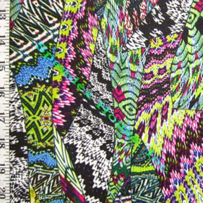 Multi-Colored Aztec Collage Print on Polyester Spandex