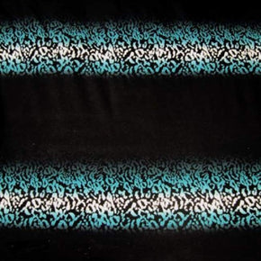  Turquoise/White/Black Animal Print Stripes Print on Nylon Spandex