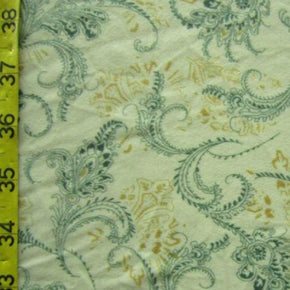  Gold/Pale Green Traditional Floral Print on Nylon Spandex