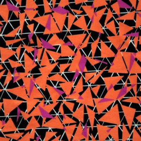  Orange/Black Geometric Shapes Print on Polyester Spandex