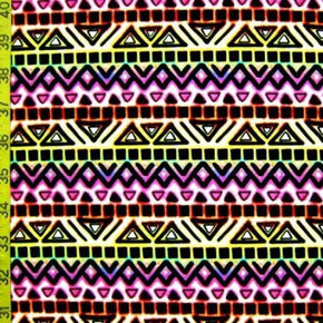 Multi-Colored Matte Ancient Patterns Print on Nylon Spandex