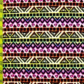 Multi-Colored Matte Ancient Patterns Print on Nylon Spandex