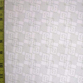  Beige/White Baseball Squares Print on Polyester Spandex
