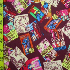 Multi-Colored Comic Covers Print on Nylon Spandex