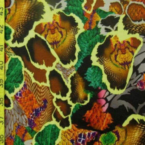 Multi-Colored Animal Print Collage Print on Polyester Spandex
