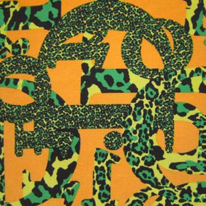  Orange/Yellow/Green Animal Print Letters Print on Polyester Spandex