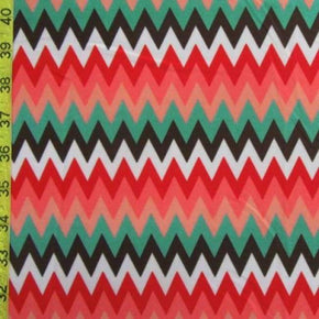 Multi-Colored Wavy Stripes Print on Nylon Spandex