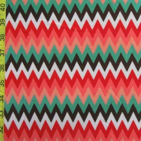 Multi-Colored Wavy Stripes Print on Nylon Spandex
