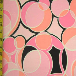  Peach/Beige/Black Modern Art Print on Nylon Spandex