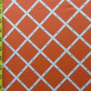  Orange/White Checkerboard Print on Polyester Spandex