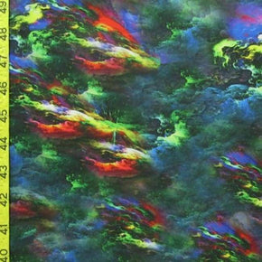 Multi-Colored Clouds & Storm Print on Polyester Spandex