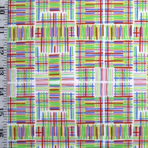 Multi-Colored Symmetrical Scribbles Print on Nylon Spandex