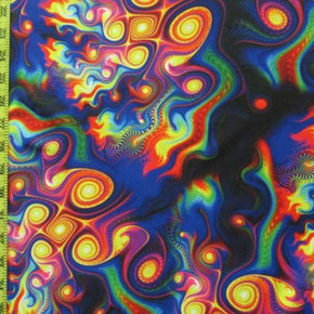 Multi-Colored Psychedelic Burn Print on Polyester Spandex