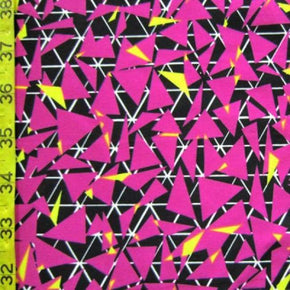  Pink/Black Geometric Shapes Print on Polyester Spandex