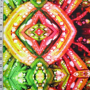 Multi-Colored Psychedelic Geometric 3D Print on Polyester Spandex