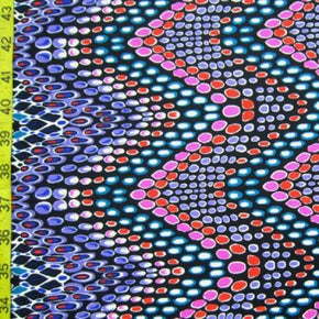 Multi-Colored Wavy Pebble Stripes Print on Nylon Spandex