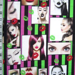 Multi-Colored Lips & Beauty Print on Polyester Spandex