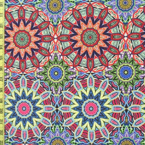Multi-Colored Geometric Gears Print on Polyester Spandex