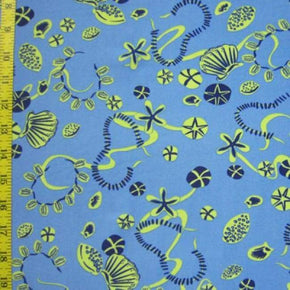  Light Blue Sea Creatures Print on Nylon Spandex