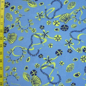  Light Blue Sea Creatures Print on Nylon Spandex