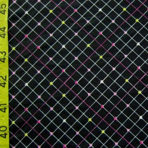 Multi-Colored Thin Checkerboard Print on Nylon Spandex