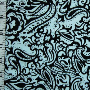  Black/Baby Blue Intricate Pattern Print on Nylon Spandex
