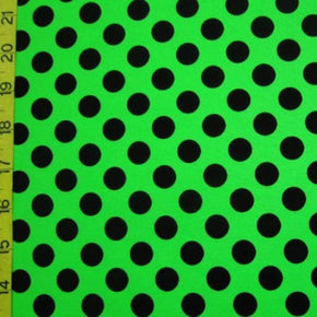  Black/Glow Green Polka Dots Print on Nylon Spandex