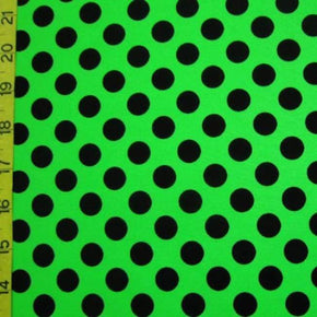  Black/Glow Green Polka Dots Print on Nylon Spandex