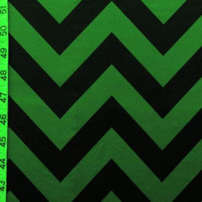  Black/Kelly Green Matte Large Wavy Print on Polyester Spandex