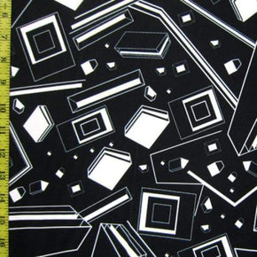  Black/White 3D shapes Print on Polyester Spandex