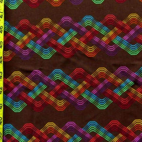  Chocolate Wavy Pipes Print on Polyester Spandex